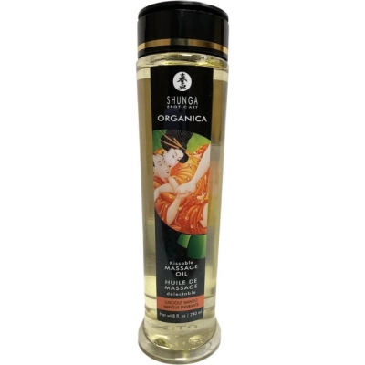 Массажное масло Shunga Organica со вкусом манго, 240 мл, прозрачный флакон с черной крышкой — фото 3