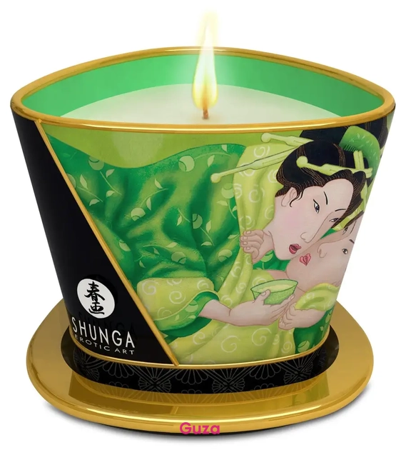 Свеча Shunga Erotic Art декоративная с художественным дизайном в вазе и золотым основанием — фото 1