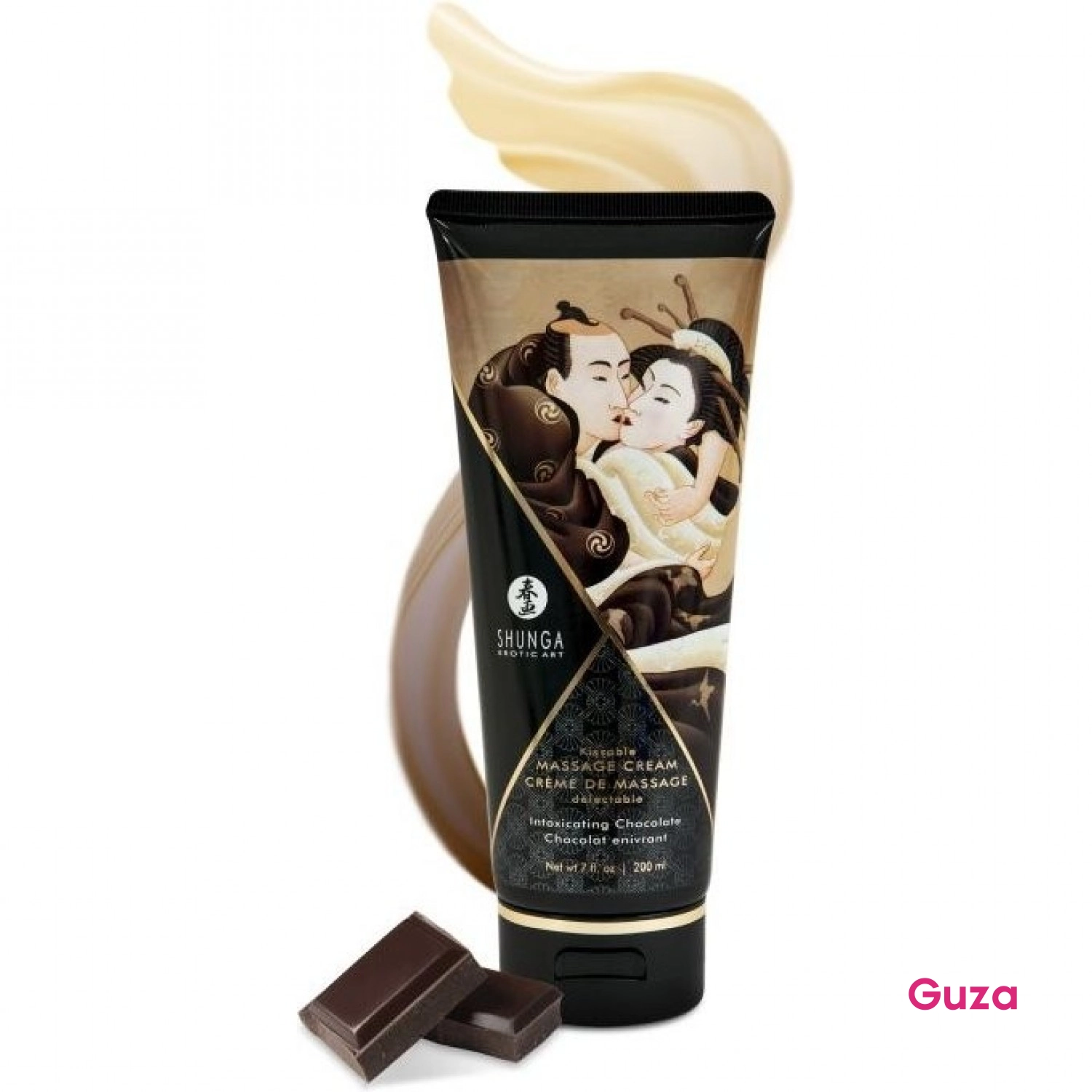 Массажный крем Shunga Delectable Chocolate, 200 мл, с восточной иллюстрацией — фото 1