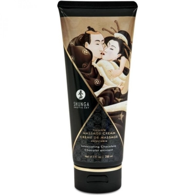 Массажный крем Shunga Delectable Chocolate, 200 мл, с восточной иллюстрацией — фото 3