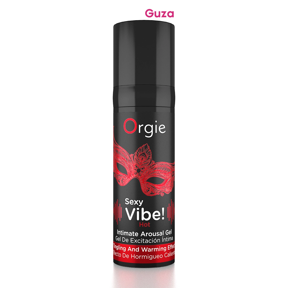 Интимный гель Orgies Sexy Vibe! Hot, разогревающий и покалывающий, чёрный флакон с помпой, 15 мл — фото 2