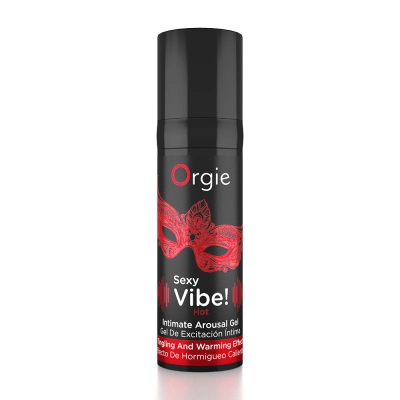 Интимный гель Orgies Sexy Vibe! Hot, разогревающий и покалывающий, чёрный флакон с помпой, 15 мл — фото 3
