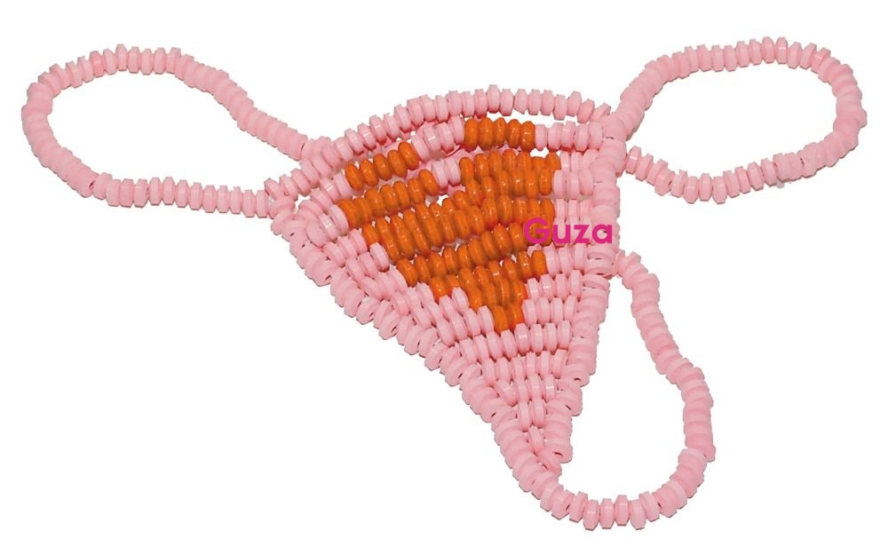 Съедобные стринги Lovers CANDY G-String, розовые с красным узором сердца — фото 4