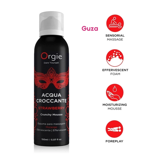Orgie Acqua Croccante Strawberry Crunchy Mousse, Эффервесцентная массажная пена с клубникой, 150 мл — фото 2