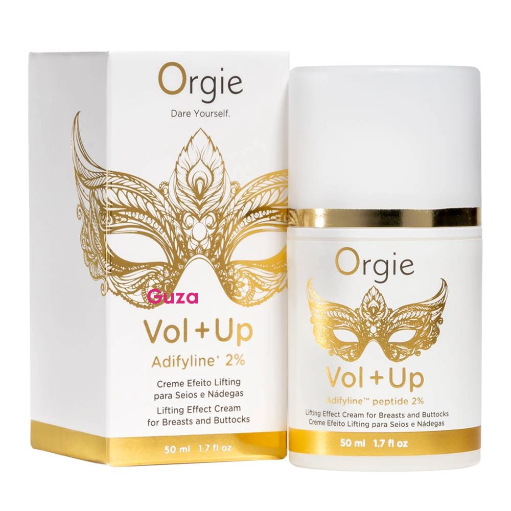 Крем Orgie Vol+Up для груди и ягодиц, белый флакон с золотым дизайном и пептидом Adifyline™ 2% — фото 1