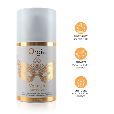 Крем Orgie Vol+Up для груди и ягодиц, белый флакон с золотым дизайном и пептидом Adifyline™ 2% — фото 3