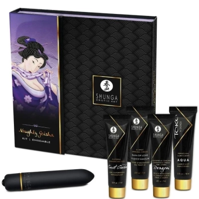 Набор Shunga Erotic Art Naughty Geisha с интимными гелями, кремом, лубрикантом и вибратором