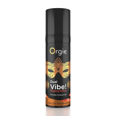 Интимный гель Orgie Dual Vibe! с эффектом покалывания, Sex On The Beach, 15 мл, черный с золотым узором — фото 3