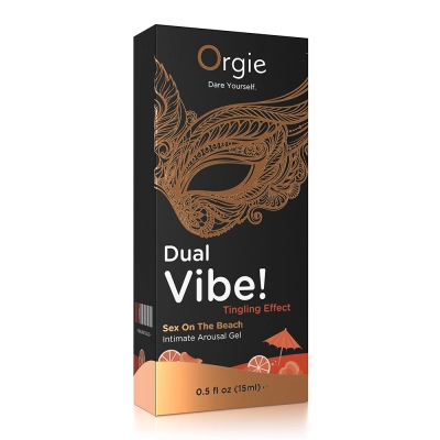 Интимный гель Orgie Dual Vibe! с эффектом покалывания, Sex On The Beach, 15 мл, черный с золотым узором