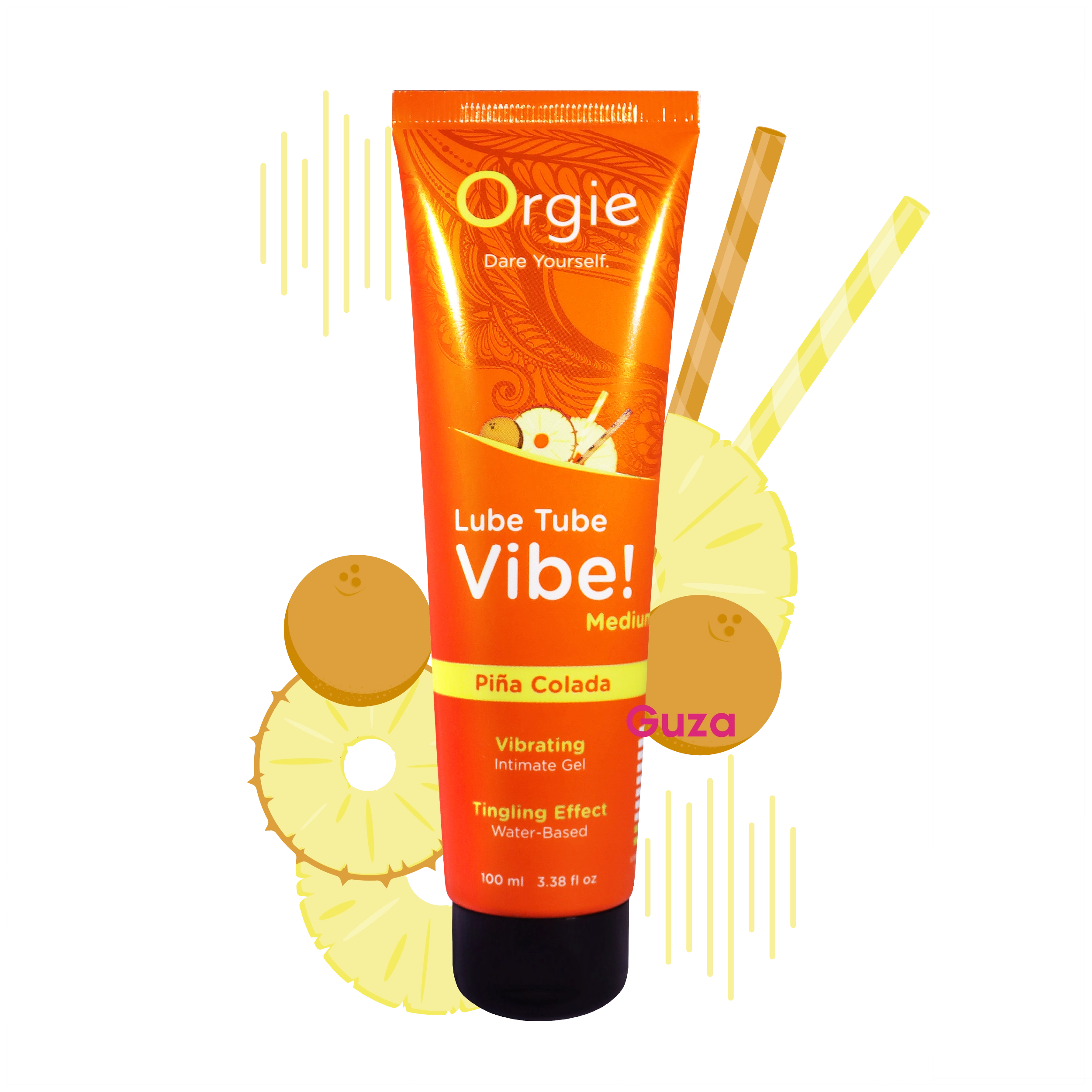 Orgies Lube Tube Vibe! Intimate Gel Piña Colada, водная основа, вибрирующий и покалывающий эффект, 100 мл — фото 2
