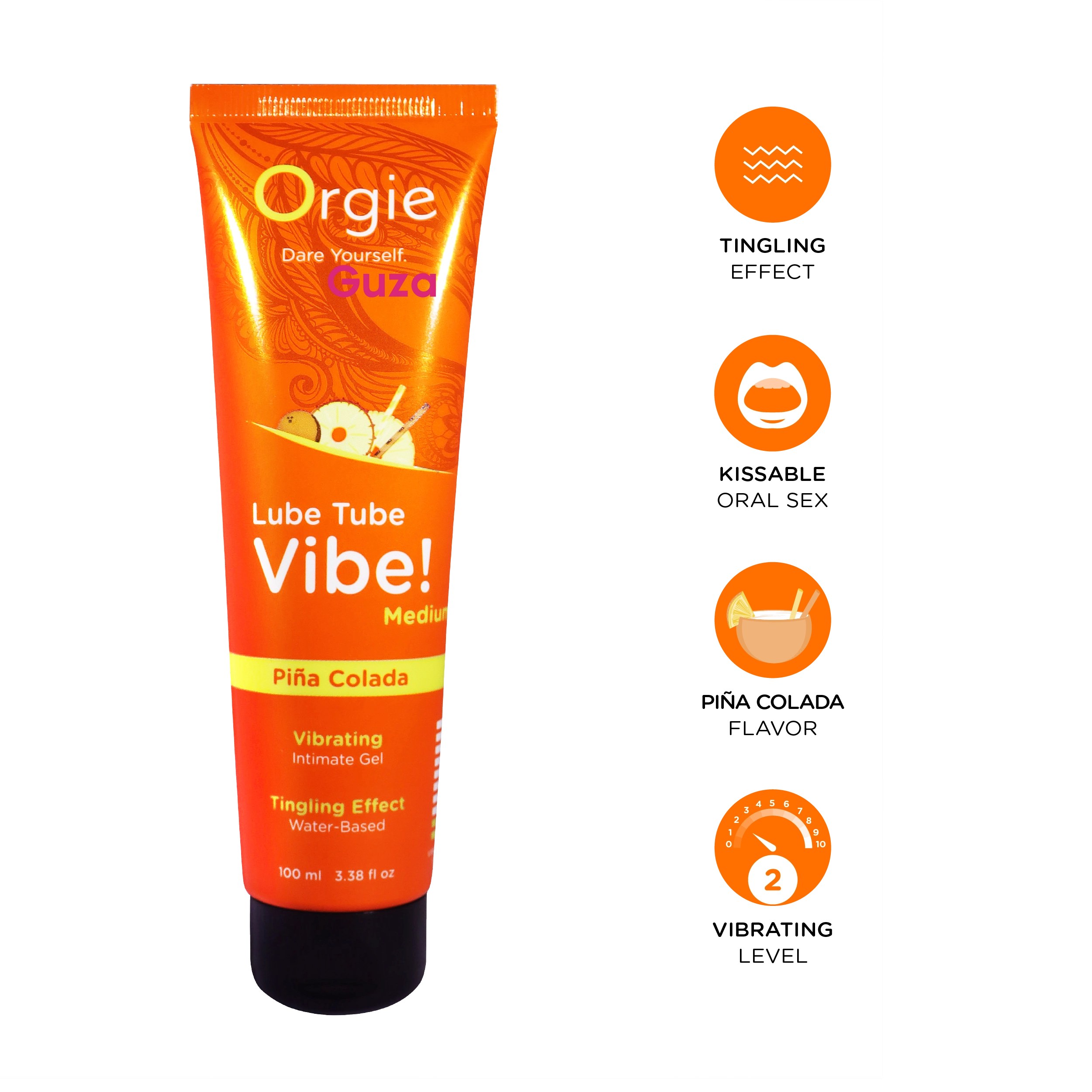 Orgies Lube Tube Vibe! Intimate Gel Piña Colada, водная основа, вибрирующий и покалывающий эффект, 100 мл — фото 4