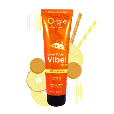 Orgies Lube Tube Vibe! Intimate Gel Piña Colada, водная основа, вибрирующий и покалывающий эффект, 100 мл — фото 3