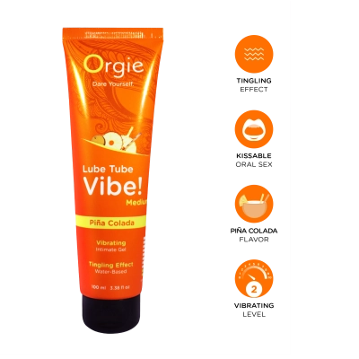 Orgies Lube Tube Vibe! Intimate Gel Piña Colada, водная основа, вибрирующий и покалывающий эффект, 100 мл — фото 5