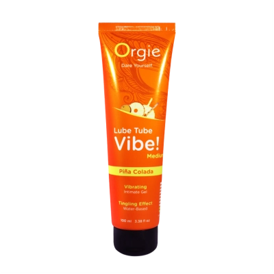 Orgies Lube Tube Vibe! Intimate Gel Piña Colada, водная основа, вибрирующий и покалывающий эффект, 100 мл