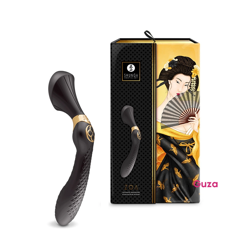 Интимный массажер Shunga ZOA, черный, с золотистыми элементами - фото 1