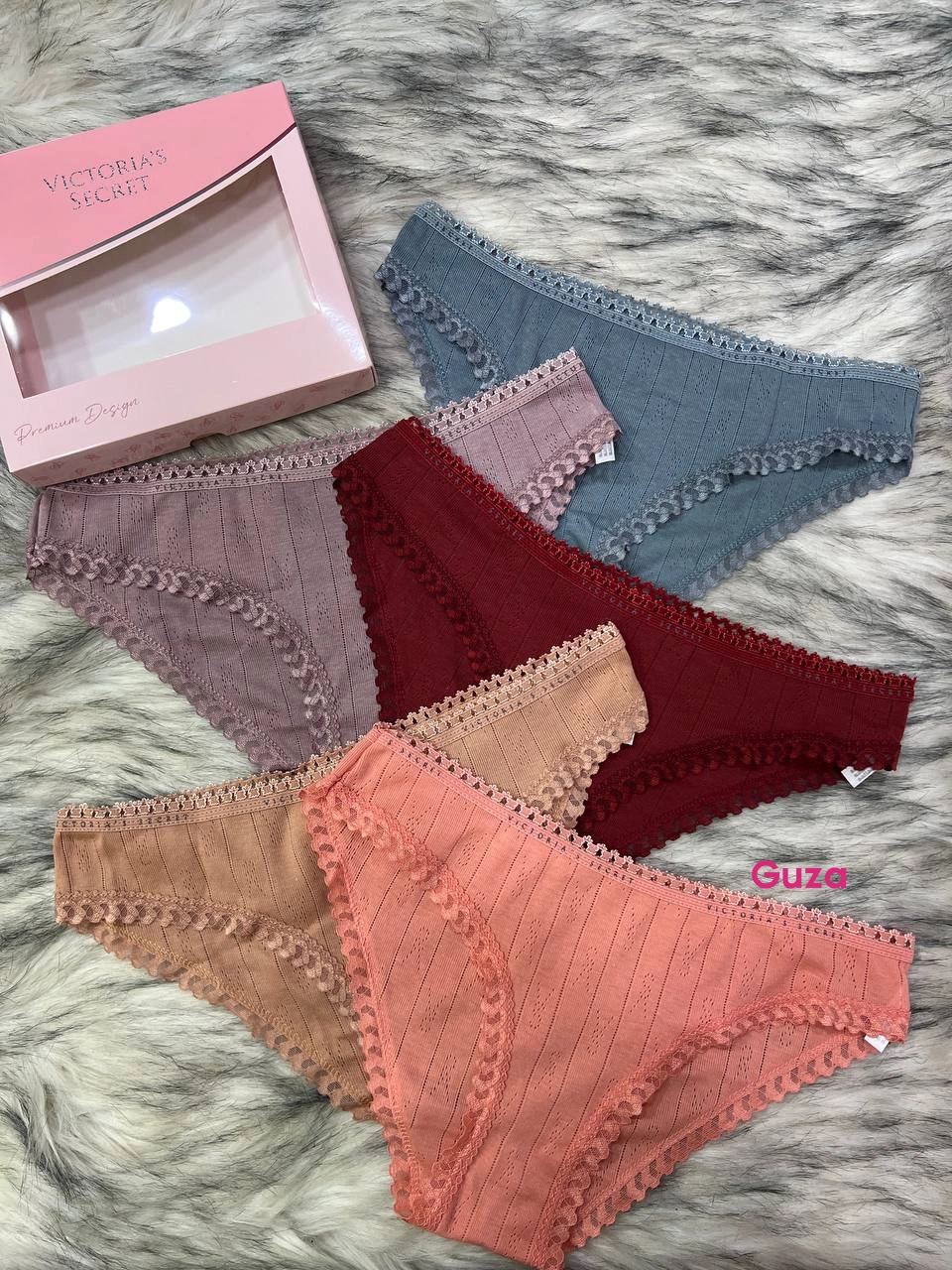 Набор трусиков-слипов Victoria's Secret (5 шт) с кружевной отделкой - фото 2