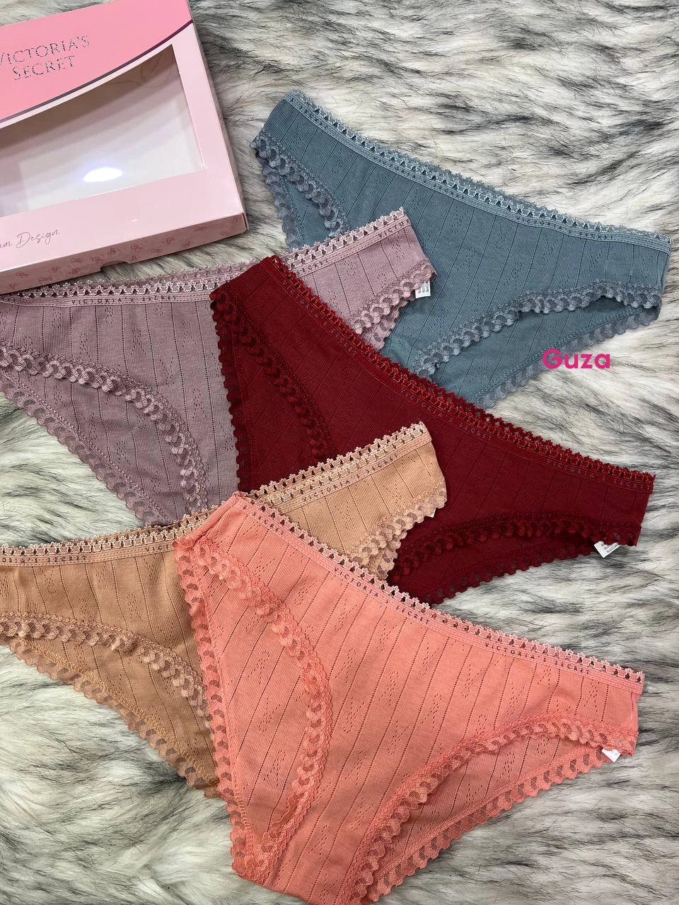 Набор трусиков-слипов Victoria's Secret (5 шт) с кружевной отделкой - фото 1