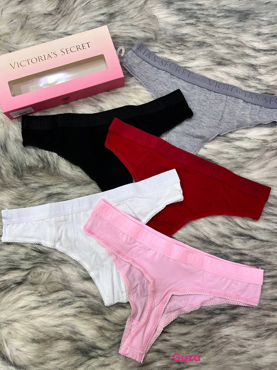 Набор из 5 трусиков Victoria's Secret: стринги и слипы в базовых цветах - фото 1