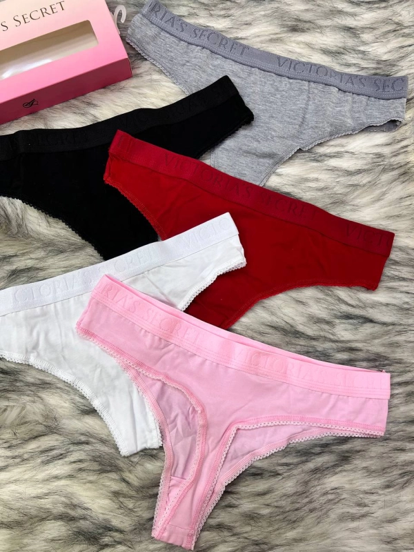 Набор из 5 трусиков Victoria's Secret: стринги и слипы в базовых цветах — фото 2