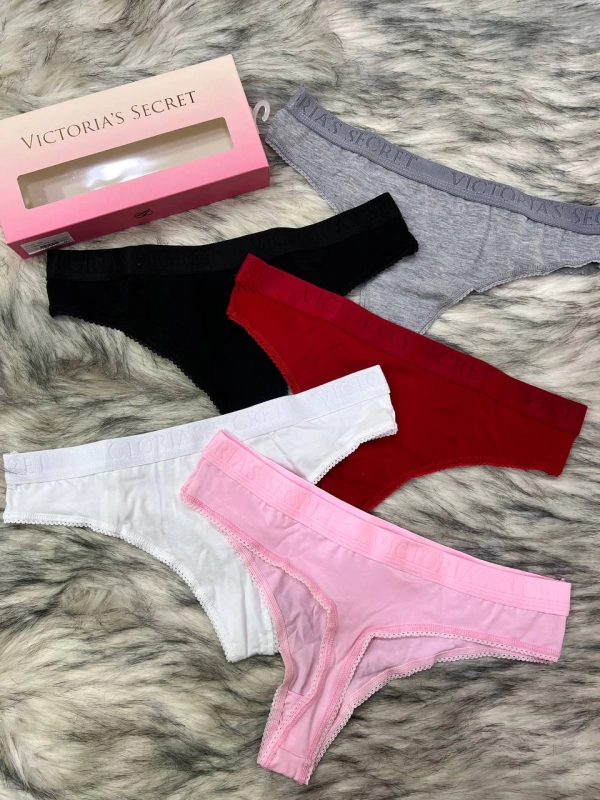 Набор из 5 трусиков Victoria's Secret: стринги и слипы в базовых цветах