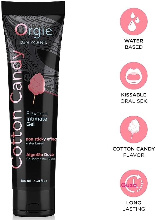 Интимный гель Orgies Cotton Candy со вкусом сахарной ваты, на водной основе, 100 мл — фото 2