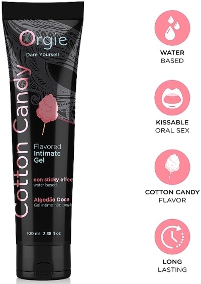 Интимный гель Orgies Cotton Candy со вкусом сахарной ваты, на водной основе, 100 мл — фото 3