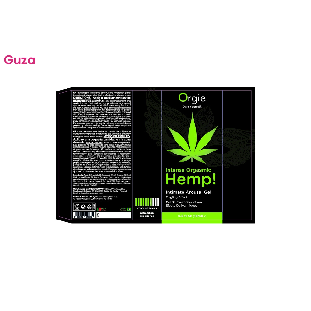 Интимный гель Orgies Hemp с покалывающим эффектом, 15 мл, в черном флаконе — фото 3